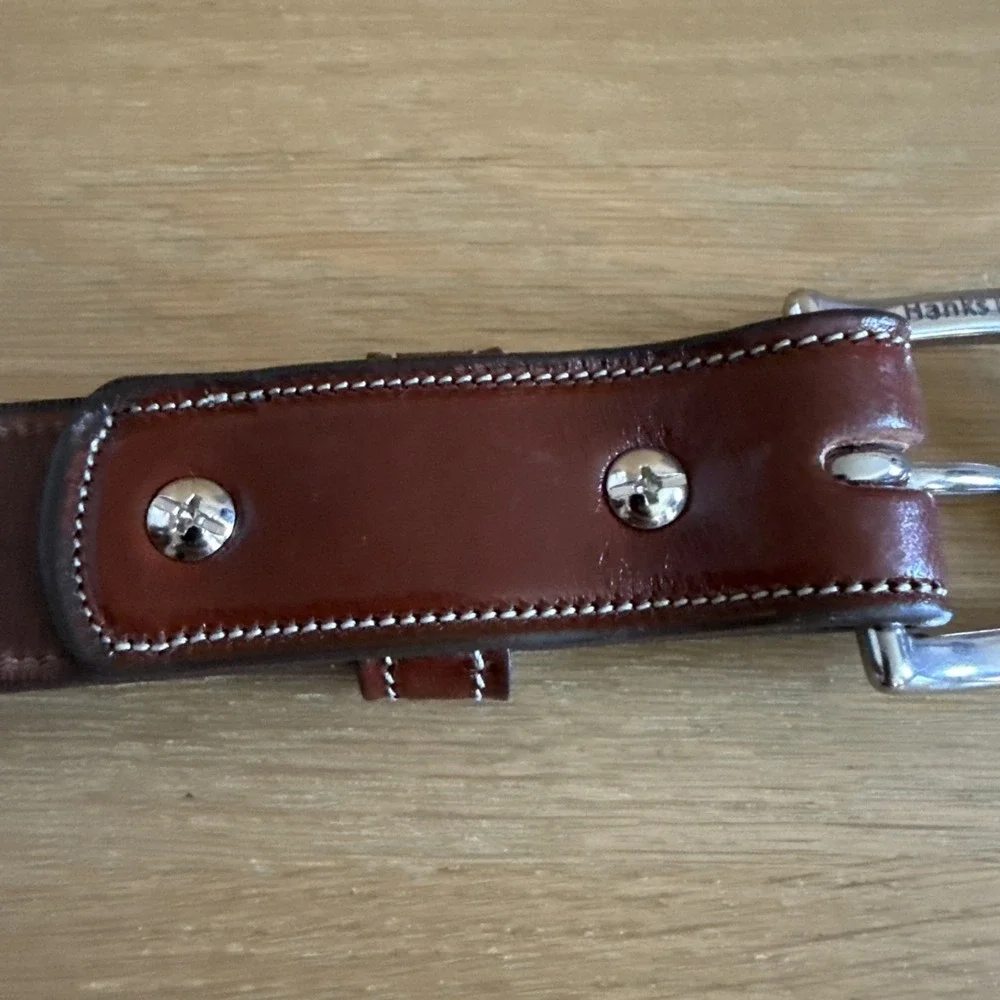 Hanks Belts Brown Leather Belt Size 42 Made in USA Model 2400